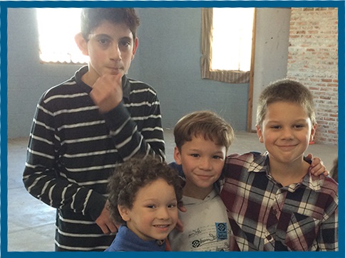 Lucas with some new friends.