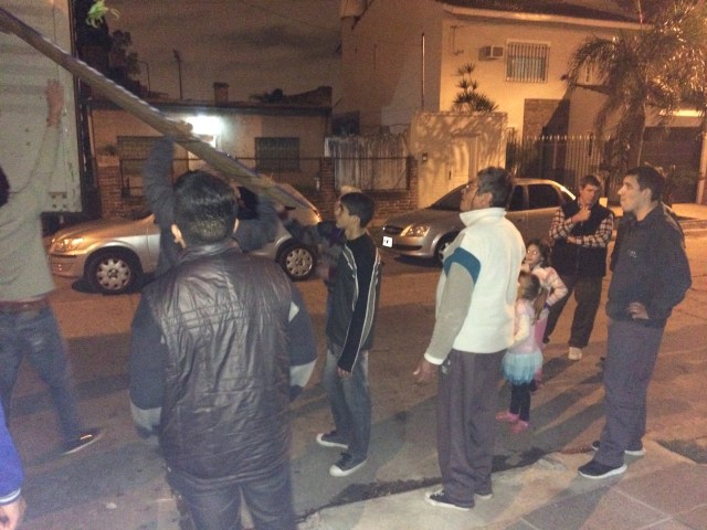 Some of our help unloading the container