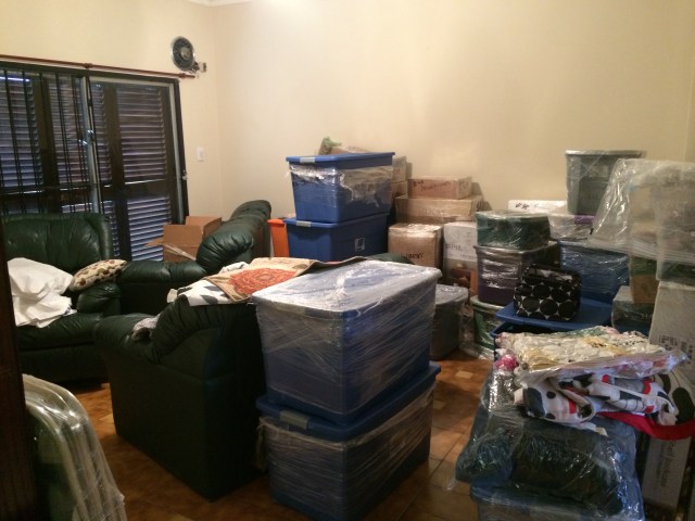 Our living room after things were unloaded